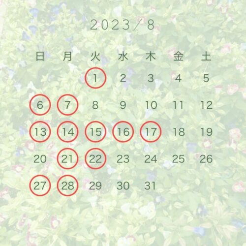 8月営業カレンダー☆ サムネイル
